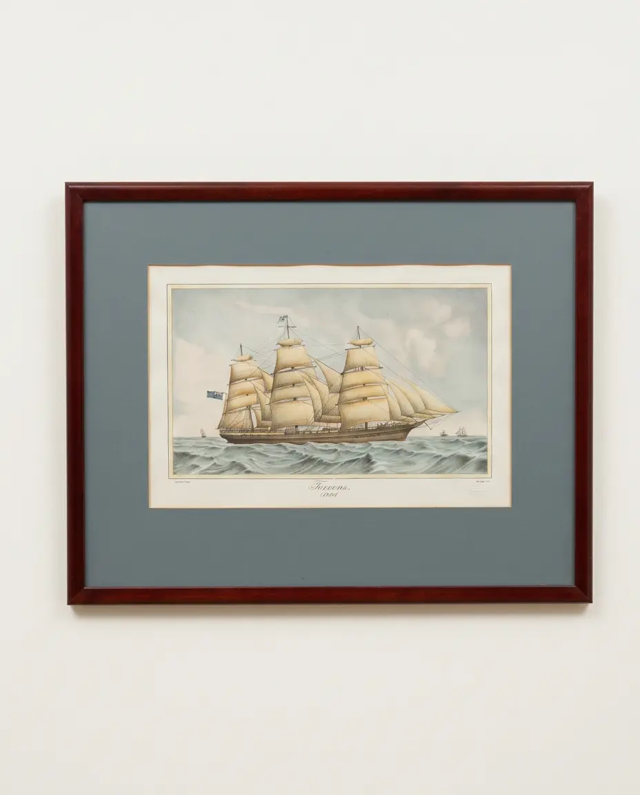 The Torrens, lithograph of a three masted clipper ship
