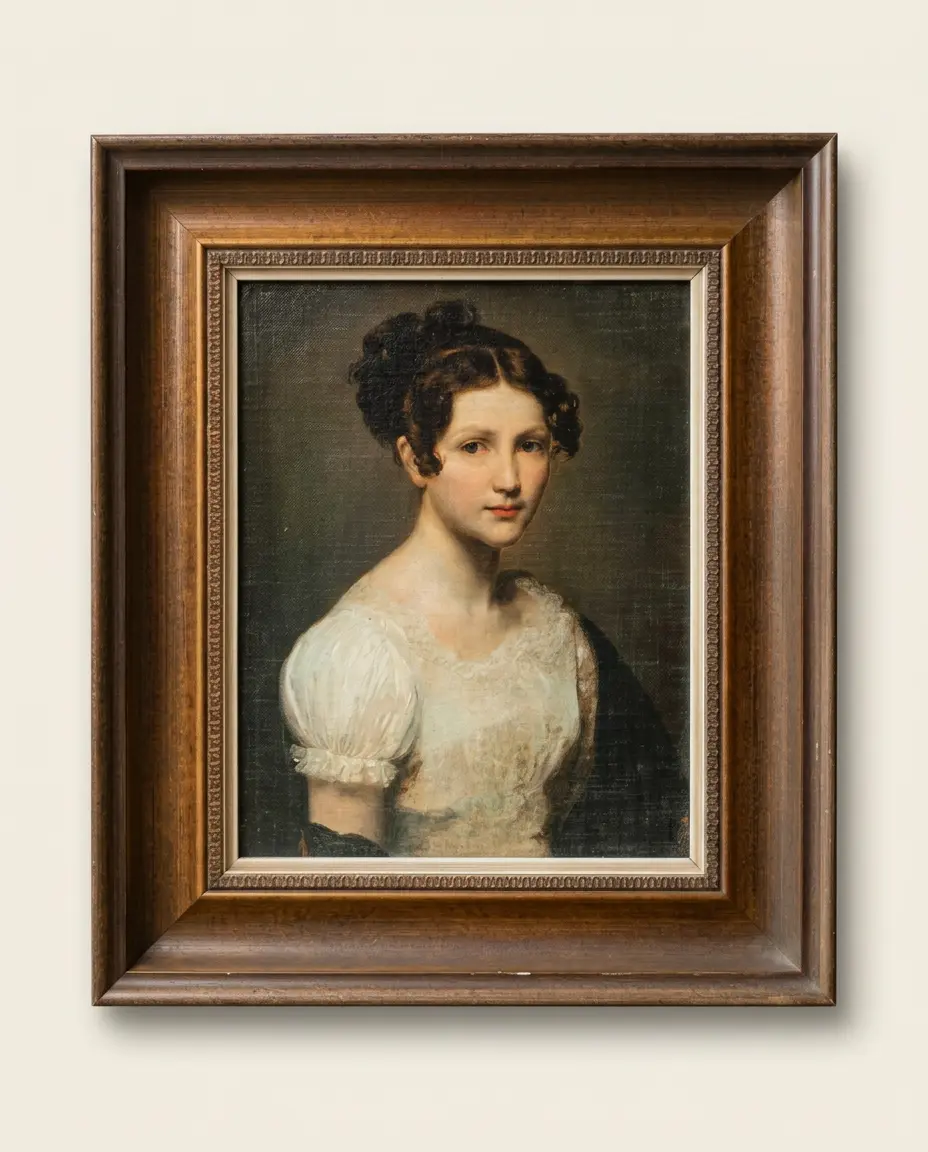 Portrait of a Young Woman, portrait print of a young woman with dark curls
