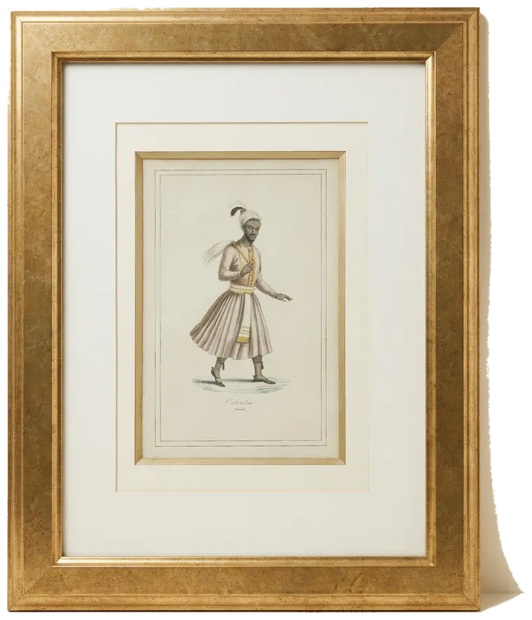 The Courtly Figure, print of a standing figure in a long robe